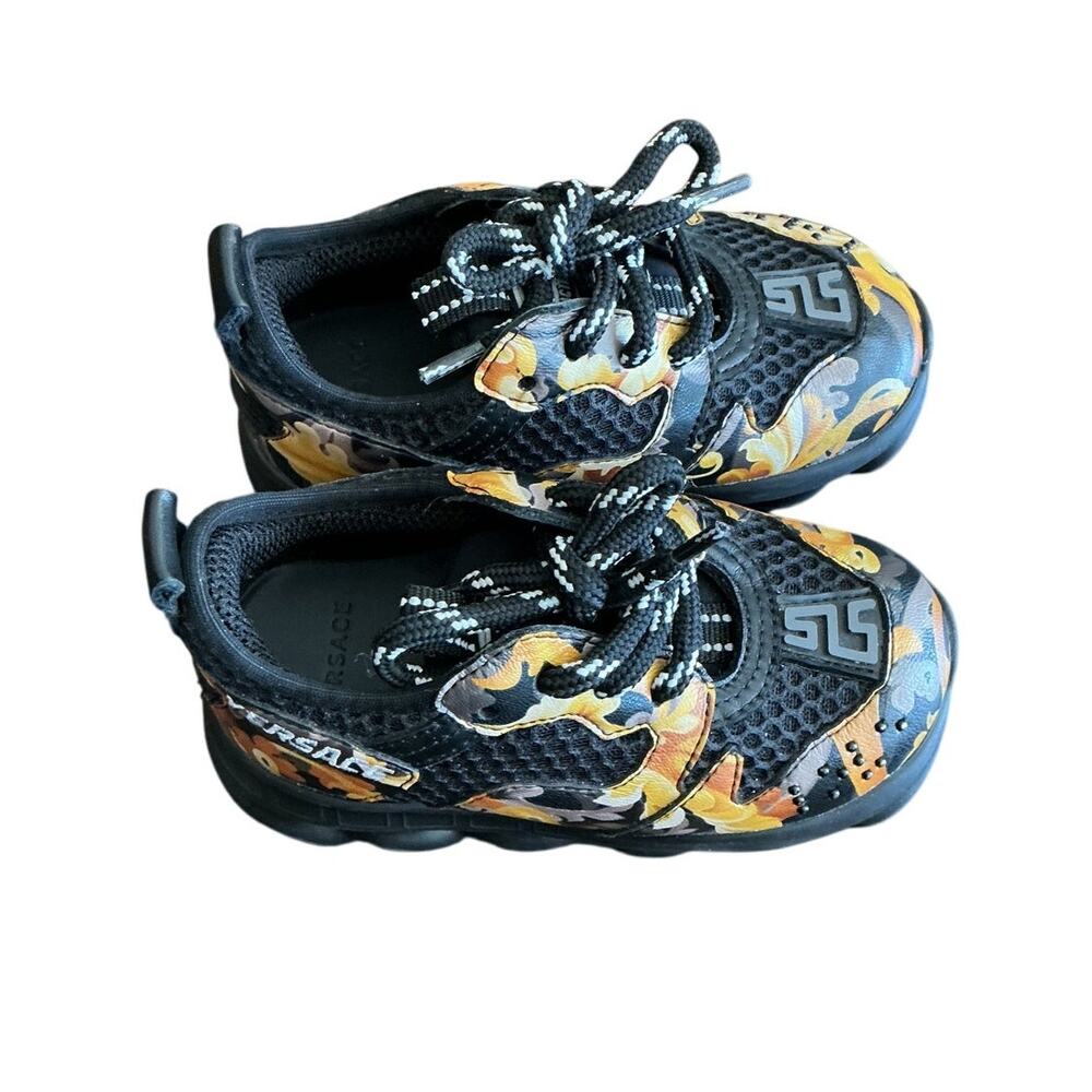 Versace Baroque Gold Accent Black Sneakers  Sneakers Size EU 23